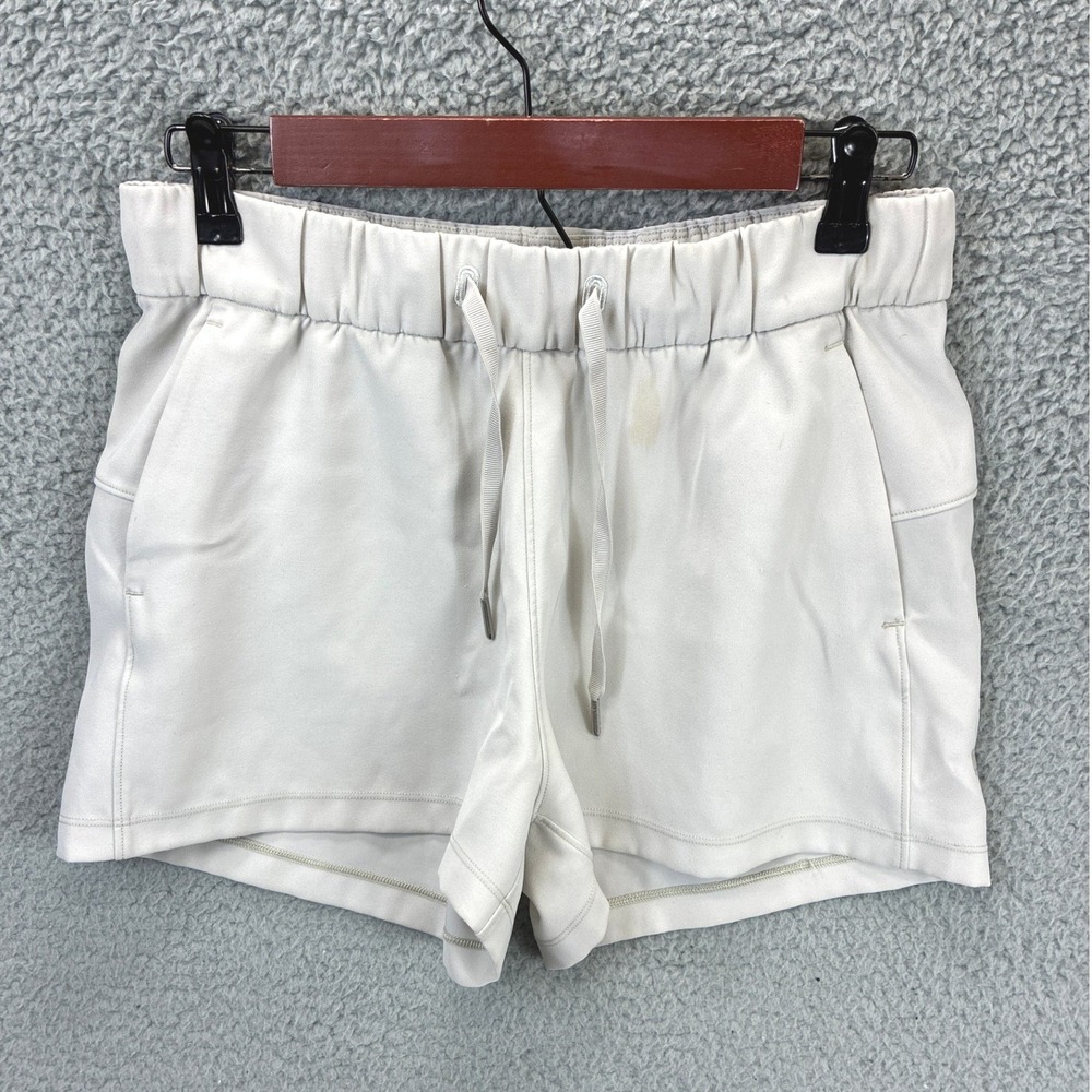 Lululemon Softstreme High Rise Short Womens 6 Cream Drawstring Athleisure Flawed